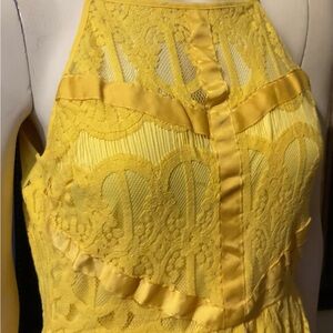 As U Wish / Yellow Lace Halter Dress